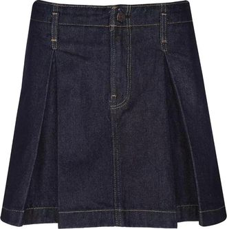 Calvin Klein Jeans Geplooide Rok - Dames - Spijkerrokken - Blauw - W26 - Katoen - Rokken