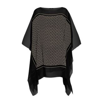 Balmain Beachwear, female, Black, Size: ONE SIZE Silk Poncho