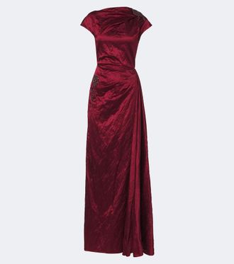 Erdem Draped embellished satin gown