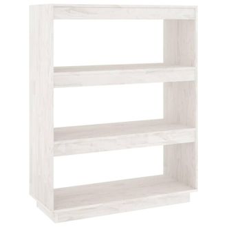 Berkfield Home Book Cabinet/Room Divider White 80x35x103 cm Solid Pinewood | Size: 80 x 35 x 103 cm
