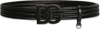 Dolce & Gabbana DG-plaque woven belt - Nero
