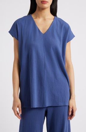 Eileen Fisher Cap Sleeve Boxy Tunic Top in Bluet at Nordstrom Rack, Size Xx-Small