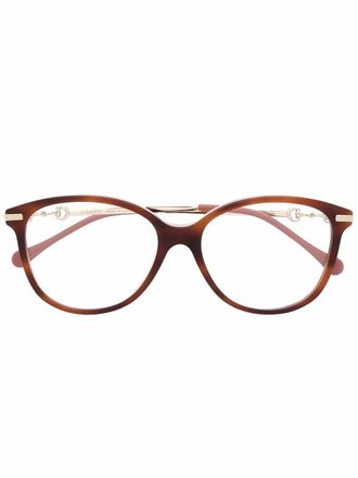 Gucci Bril met rond montuur - Bruin