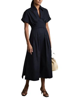 Reiss Aubrey Waisted Detail Cotton Dress