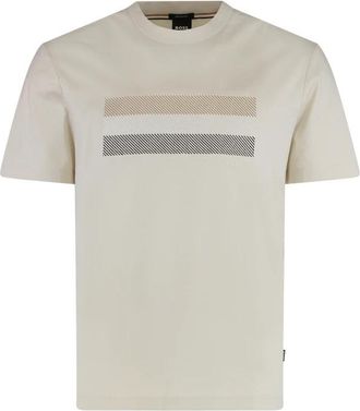 HUGO BOSS Stripe-artwork T-shirt - Heren - T-shirts - Beige - XS - Katoen - Tops