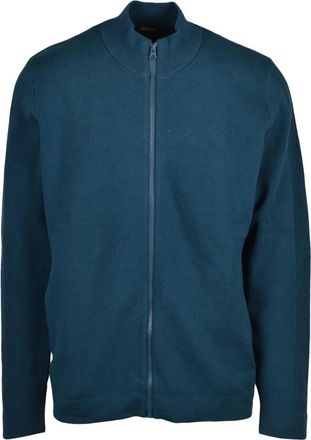 Blauer Cardigan met Rits - Heren - Vesten - Blauw - 2XL - Katoen - Truien & Vesten