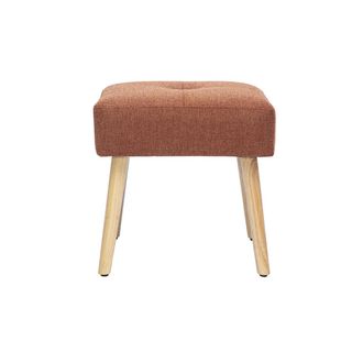 Miliboo Taburete Bajo En Tela Efecto Terciopelo Texturizado Tierra Quemada Y Madera Clara S&oacute;lida H46 Cm Guesta