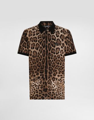 Dolce & Gabbana Cotton Polo-shirt With Leopard Print - Man T-shirts And Polos Animal Print 44