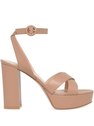 Gianvito Rossi 105mm SABRINA criss-cross platform heeled sandals - women - Polyurethane/Polyurethane/Polyurethane - 34.5 - Neutrals