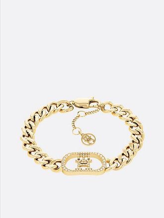Tommy Hilfiger Pulsera chapada en oro con monograma TH