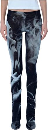 Jean Paul Gaultier Mesh Printed Smoking Flare Pants - Dames - Leggings - Zwart - S - Broeken