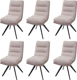 Hhg Hhg - Nunca Usado] Lote De 6 Silla De Comedor 847, Silla De Cocina Silla, Giratoria Auto Posici&oacute;n Tela Mvg, Crema
