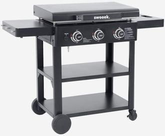 Sweeek Plancha De Gas 3 Quemadores Acero Inoxidable Con Carrito, 12kw