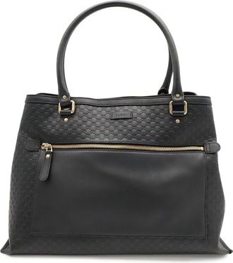Gucci Black Yellow Leather Shoulder Bag Tote Bag (Pre-Owned)