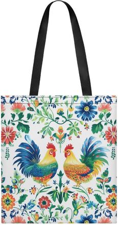 Generic Polish Floral Folk Rooster Tote Bag for Women Men Shoulder Bags Purses Pouch Handbags