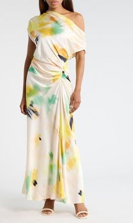 A.L.C. Penny Ruched One-Shoulder Maxi Dress in Floral Multi at Nordstrom Rack, Size 00