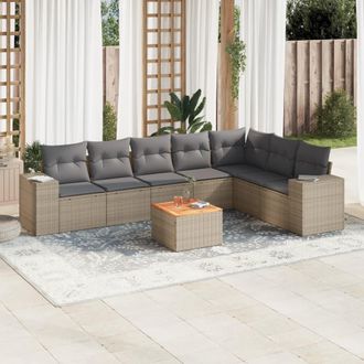 vidaXL Vidaxl - Juego De Sof&aacute;s De Jard&iacute;n Con Cojines Beige 8 Pzas Rat&aacute;n Pe