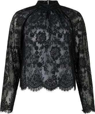 Self Portrait Kant Blouse - Dames - Blouses - Zwart - XS - Overhemden