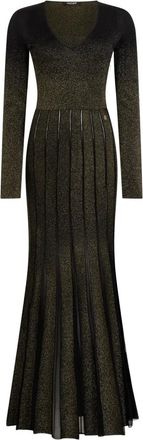 Roberto Cavalli Abito plissettato con scollo a V - Nero
