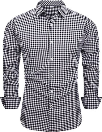 Generic Mens Trachtenhemden Mens Bavarian Classic Style Oktoberfest Checked Trachten Bavarian Shirts Black