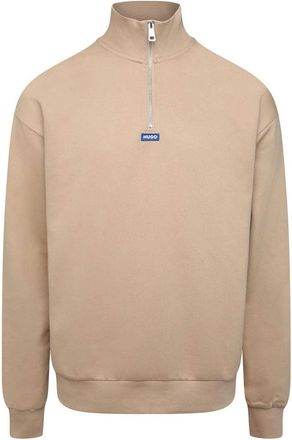 HUGO BOSS Hugo Heren Neeler Sweatshirt met Kwart Ritssluiting (Beige)