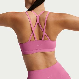 Nike Womens Zenvy Strappy Light-Support Padded Sports Bra in Pink | IB9847-641