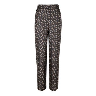Max Mara Gedrukte Zijden Twill Broek - Dames - Straight fit broeken - Veelkleurig - 3XS - Broeken