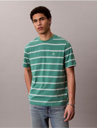 Calvin Klein Jeans Calvin Klein Mens Monogram Stripe Relaxed T-Shirt - Medium Green - 2XL