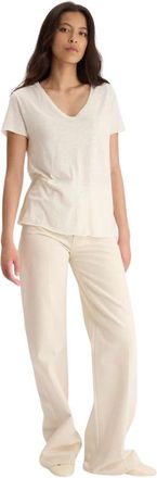 Ines De La Fressange Katalina V-neck T-shirt - Dames - T-shirts - Wit - XL - Katoen - Tops