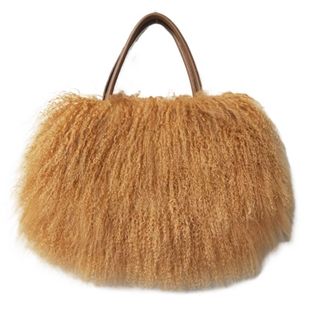 Generic Womens Plush Bags Winter Fur Handbag Women Casual Long Hair Shoulder Bag Genuine Tote Bags Femme(Orange)