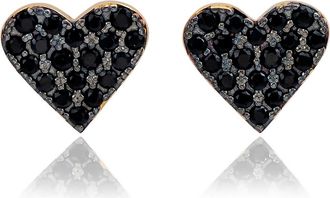 Suzy Levian Pav&eacute; Cubic Zirconia Heart Stud Earrings in Black at Nordstrom Rack