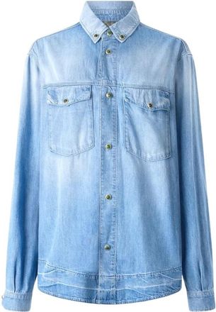Roberto Cavalli Denim Jewel Button Shirt - Heren - Spijkeroverhemden - Blauw - M - Denim - Overhemden