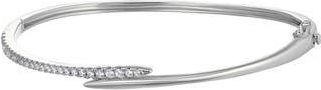 Candela Jewelry Sterling Silver Cubic Zirconia Bypass Bangle Bracelet in Silver/Clear at Nordstrom Rack