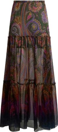 Etro Zijden Maxirok met Geplaatste Paisley Print - Dames - Maxi Rokken - Veelkleurig - XS - Rokken