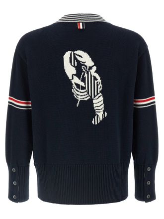Thom Browne Striped Ribbed Cotton Cardigan - Navy