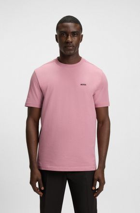 Boss Green by Hugo Boss Rundhalsshirt BOSS GREEN Tee, Herren, Gr. S, rosa (open pink696), Single Jersey, Obermaterial: 95% Baumwolle, 5% Elasthan, regular fit h&uuml;ftlang, Rundh