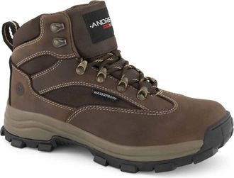 Andrea Mens Hiking Leather Boots In Dark Brown