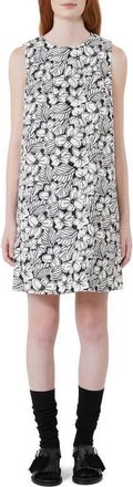 Max Mara Giallo Floral Stretch Cotton Shift Dress in Black at Nordstrom, Size 10