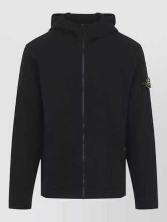 Stone Island hooded sweatshirt jacket ribbed cuffs design