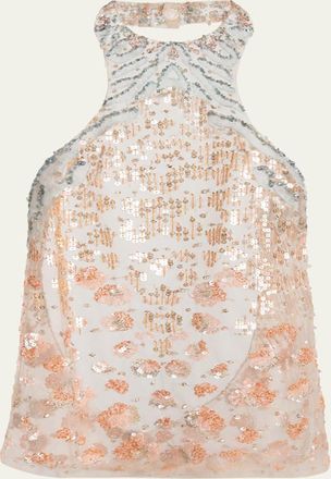 Giorgio Armani Halter Sequined Semi-Sheer Blouse