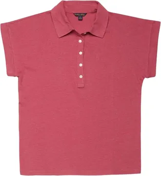 Brooks Brothers Tops, Dames, Roze, L, Linnen, Linnen polo met korte mouwen