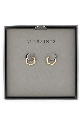 AllSaints Mini Crystal Hexagonal Hoop Earrings in Gold at Nordstrom Rack