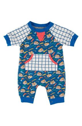 Miki Miette Henry Mix Print Romper in Blue at Nordstrom, Size 18M