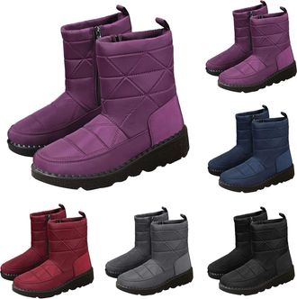 Generic High Top Boots for Women Winter Snow Boots Warm Comfortable Faux Fur Lined Booties Casual Slip on Mid-Calf Boot Thickened Insulated Waterproof Outdoor