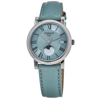 Tissot Carson Premium Lady Light Blue Dial Leather Strap Womens Watch T122.223.16.353.00
