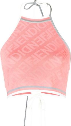 Fendi sleeveless cropped top - women - Polypropylene/Polyamide/Viscose/Polyurethane - 40 - Pink