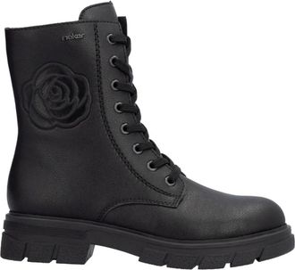 Rieker Gesloten Enkellaarsjes - Dames - Veterlaarzen - Zwart - 38 EU - Wol - Schoenen