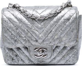 Chanel Pre-owned Womens Mini Quilted Crossbody - Silver Leather - One Size