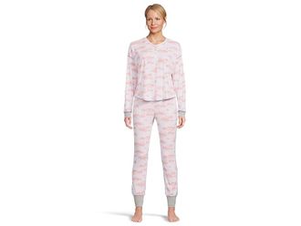 Honeydew Intimates Back in Bed Long Henley Set Womens Pajama Sets White Cabin Toile : LG, Polyester/Rayon/Spandex