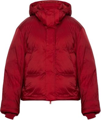 Yohji Yamamoto Piumino con cappuccio - - Jackets - Donna - Rosso - XS